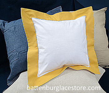 Pillow Sham Cover.26x26 in. Square.White with Honey Gold border